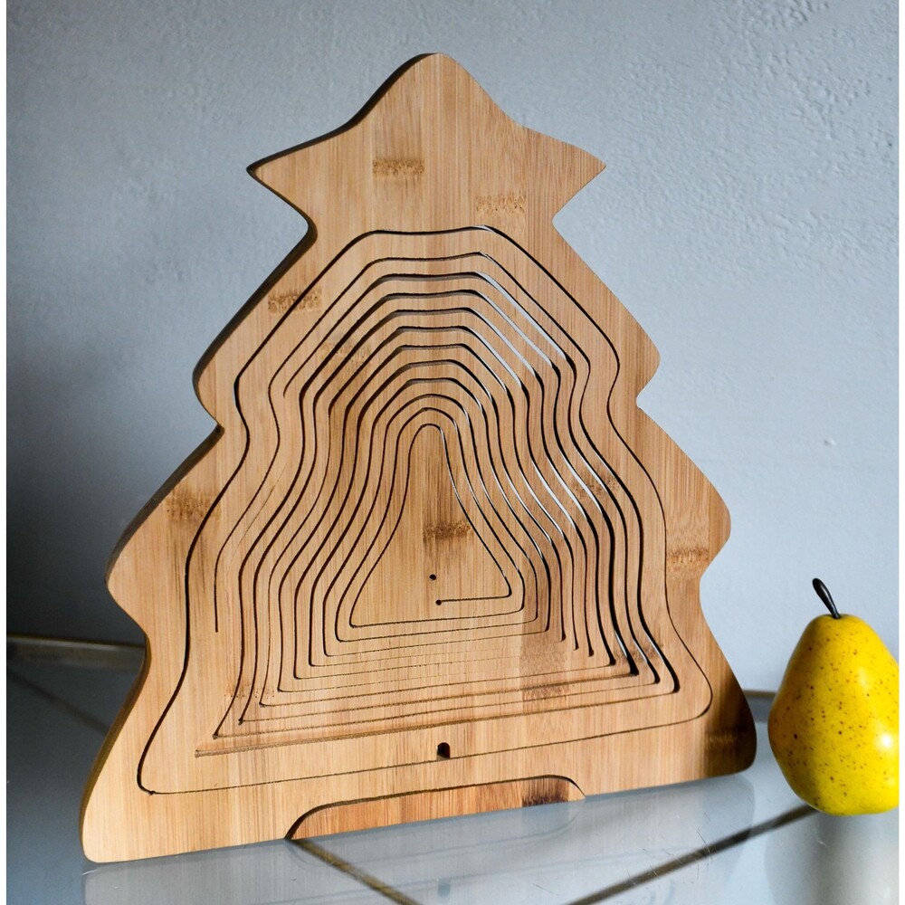 Wooden Christmas Tree folding Fruit Bowl Stand Holiday Decor Gift Present